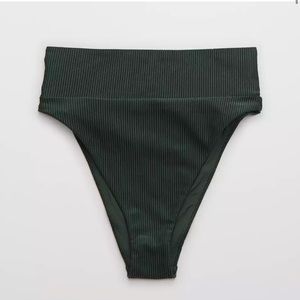 Aerie Ribbed High Cut Cheeky Bikini Bottoms